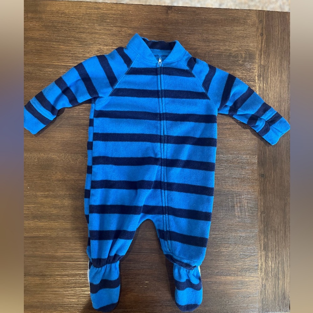 L.L. Bean Navy and Royal Blue Boys’ Fleece Footie | Size: 3-6 Months